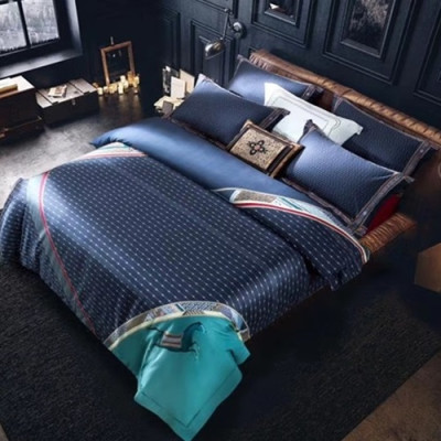 Hermes 2020 Supima Cotton & Slik Bedding 4 Set - 에르메스 2020 수피마 코튼 & 실크 4종 세트, BEDS0039,블루