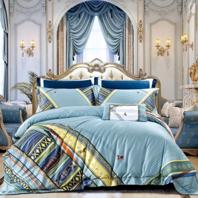 Hermes 2020 Supima Cotton Bedding 4 Set - 에르메스 2020 수피마 코튼 4종 세트, BEDS0040,스카이블루