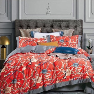 Hermes 2020 Supima Cotton Bedding 4 Set - 에르메스 2020 수피마 코튼 4종 세트, BEDS0049,오렌지레드