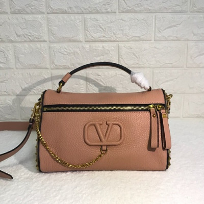 Valentino 2020 Vsling Leather Tote Shoudler Bag,24CM - 발렌티노 2020 브이슬링 토트 숄더백,4814-VTB0998,24CM,핑크