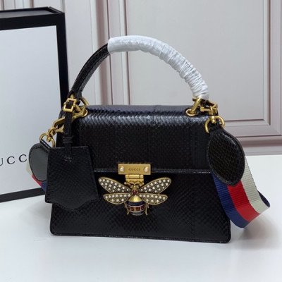 Gucci 2020 GG Queen Margaret Leather Tote Shoulder Bag,25.5CM - 구찌 2020 GG 퀸 마가렛 가죽 꿀벌 토트 숄더백 476541,GUB1082,25.5cm,블랙