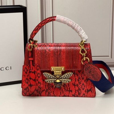 Gucci 2020 GG Queen Margaret Leather Tote Shoulder Bag,25.5CM - 구찌 2020 GG 퀸 마가렛 가죽 꿀벌 토트 숄더백 476541,GUB1085,25.5cm,레드