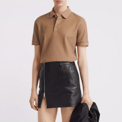 [버버리]Burberry 2020 Womens Logo Silket Short Sleeved Polo Tshirts - 버버리 2020 여성 로고 실켓 폴로 반팔티 Bur02563x.Size(s - 2xl).카멜