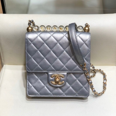 Chanel 2020 Leather Chain Shoulder Cross Bag,18CM - 샤넬 2020 레더 체인 숄더 크로스백 CHAB1471,18CM,실버