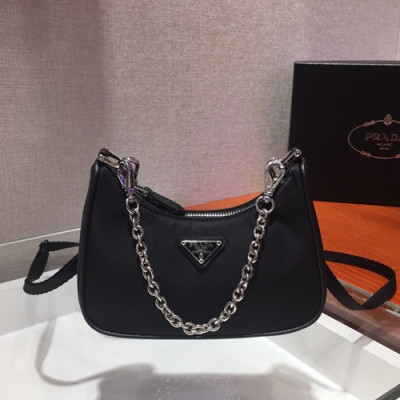 Prada 2020 Nylon Mini Hobo Tote Shoulder Bag,15CM - 프라다 2020 나일론 미니 호보 토트 숄더백,PRAB0113,15cm,블랙