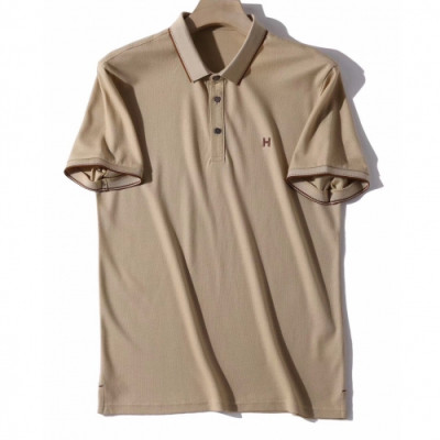 Hermes 2019 Mens Logo Cotton Polo Short Sleeved Tshirt - 에르메스 2019 남성 로고 코튼 폴로 반팔티 Her0452x.Size(m - 3xl).카멜