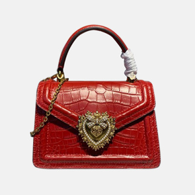 Dolce&Gabbana 2020 Leather Chain Tote Shoulder Bag ,20CM - 돌체 앤 가바나 2020 여성용 레더 체인 토트 숄더백 DGB0263,20cm,레드