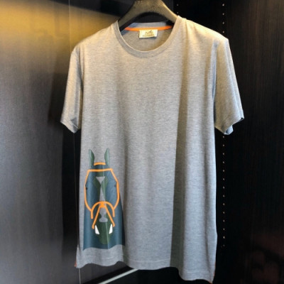 Hermes 2020 Mens Crew-neck Silket Short Sleeved Tshirts - 에르메스 2020 남성 크루넥 실켓 반팔티 Her0462x.Size(m - 2xl).그레이