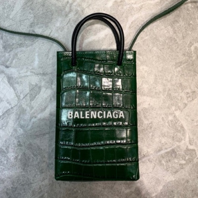 Balenciaga 2020 Leather Super Mini Tote Shoulder Bag / Phone Bag,18CM - 발렌시아가 2020 여성용 레더 슈퍼 미니 토트 숄더백 / 폰 백,BGB0579,18CM,그린