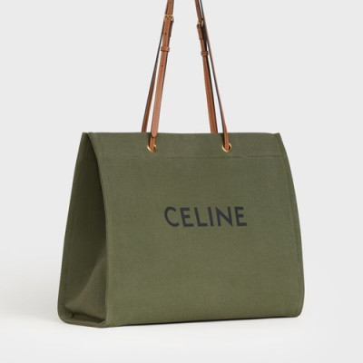 Celine 2020 Canvas Tote Shopper Bag,43CM - 셀린느 2020 캔버스 토트 쇼퍼백 ,192172,43CM,카키