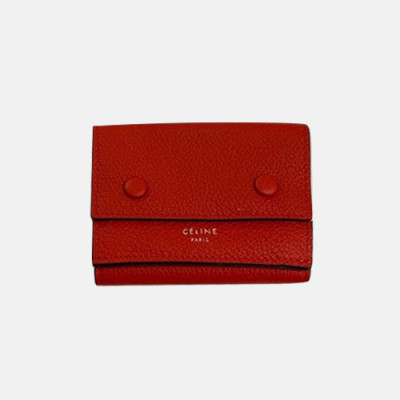 Celine 2020 Ladies Card Purse,9.7cm - 셀린느 2020 여성용 레더 카드 퍼스,CELW0036,9.7cm.레드