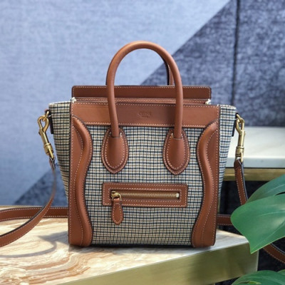 Celine 2020 Nano Luggage Tote Shoulder Bag,20CM - 셀린느 2020 나노 러기지 토트 숄더백 ,189243-23,20CM,브라운