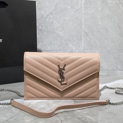 Saint Laurent 2020 Women Monogram Chain Shoulder Bag ,19CM - 입생로랑 2020 여성용 모노그램 체인 숄더백 393953 ,SLB0550,19CM,연핑크(은장)