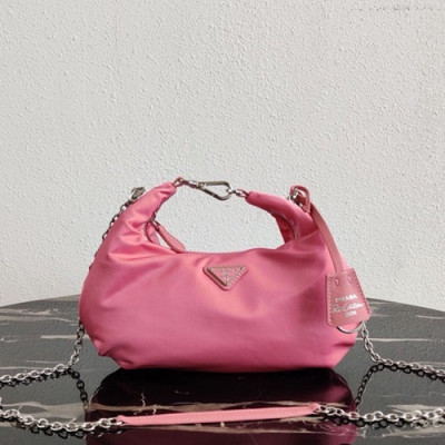 Prada 2020 Nylon Hobo Tote Shoulder Bag,27CM - 프라다 2020 나일론 호보 토트 숄더백,1BH172-8,27cm,핑크