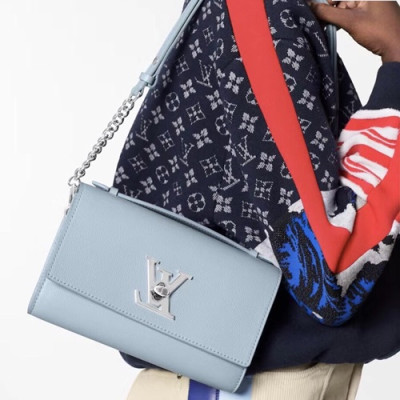 Louis Vuitton 2020 Lockme Clutch Tote Shoulder Bag,23.5cm - 루이비통 2020 락미 클러치 토트 숄더백 M56088,LOUB2208 ,23.5cm,스카이블루