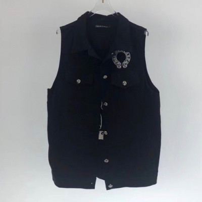 Chrome Hearts 2019 Mens Logo Casual Denim Vest - 크롬하츠 2019 남성 로고 캐쥬얼 데님 조끼 Chr0226x.Size(s - xl).블랙