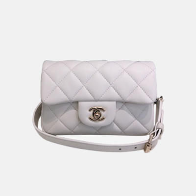 Chanel 2020 Women Leather Hip Sack Belt Bag ,18CM - 샤넬 2020 여성용 레더 힙색 벨트백,CHAB1555,18CM,화이트