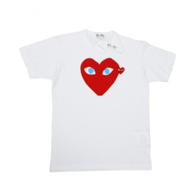 [꼼데가르송]Cdgplay 2020 Mm/Wm Heart Cotton Short Sleeved Polo Tshirts - 꼼데가르송 2020 남/녀 하트 코튼 반팔 폴로티 Cdg0101x.Size(s - 2xl).화이트