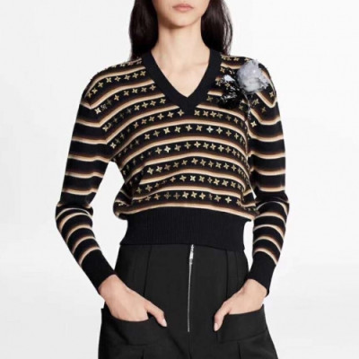 Louis vuitton 2020 Womens Logo V-neck Wool Sweaters - 루이비통 2020 여성 로고 브이넥 울 스웨터 Lou02099x.Size(s - l).블랙