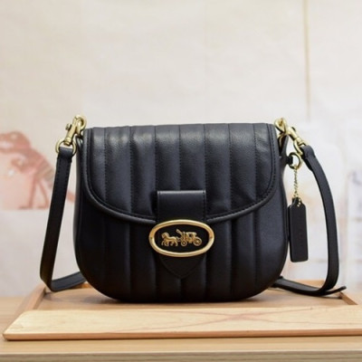 Coach 2020 Ladies Leather Shoulder Bag,22cm - 코치 2020 여성용 레더 숄더백 COAB0245,22cm,블랙