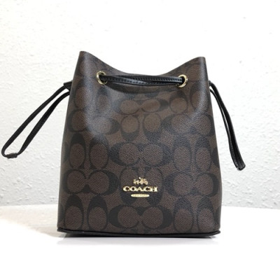 Coach 2020 PVC Bucket Shoulder Bag,20cm - 코치 2020 PVC 버킷 숄더백 COAB0260,20cm,브라운