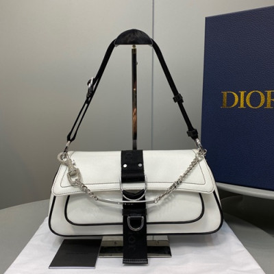 Dior 2020 Leather Shoulder Bag,32.5CM - 디올 2020 레더 여성용 숄더백  DIOB0591,32.5CM,화이트