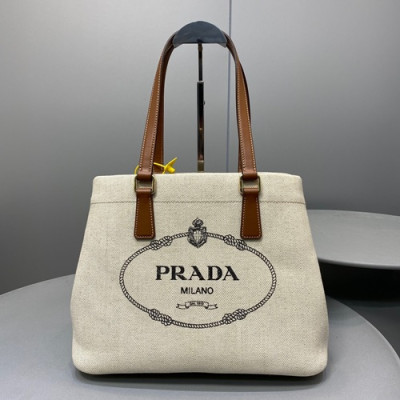 Prada 2020 Canvas Bucket Tote Shoulder Bag,30CM - 프라다 2020 캔버스 버킷 토트 숄더백,PRAB0137, 30cm,베이지