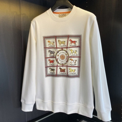 Hermes 2020 Mens Crew-neck Casual Cotton Tshirts- 에르메스 2020 남성 크루넥 캐쥬얼 코튼 기모 긴팔티 Her0519x.Size(m - 3xl).화이트