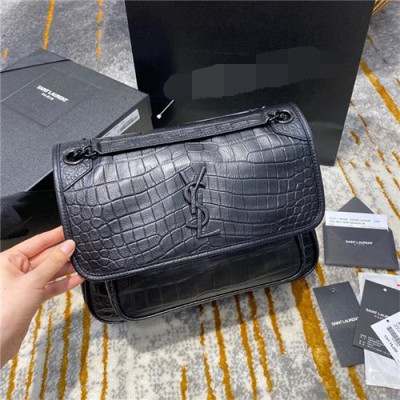 [입생로랑] Saint Laurent Custom Niki Medium Crocodile Shoulder bag 28cm- 입생로랑 커스텀급 니키 미디움 크로커다일 숄더백 SLB0593, 28cm, 블랙