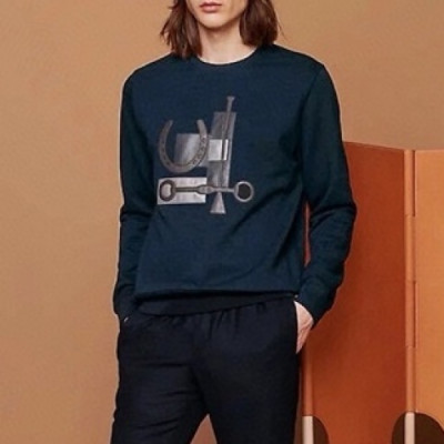 Hermes 2020 Mens Crew-neck Casual Cotton Tshirts- 에르메스 2020 남성 크루넥 캐쥬얼 코튼 기모 긴팔티 Her0530x.Size(m - 2xl).네이비