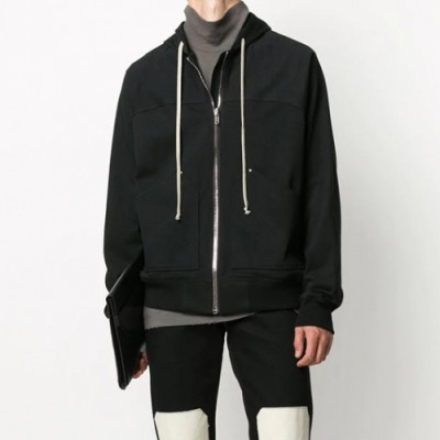 [릭오웬스]Rick Owens 2020 Mens Logo Cotton Zip-up Hooded - 릭오웬스 2020 남성 로고 코튼 집업 후드티 Ric0039x.Size(s - xl).블랙