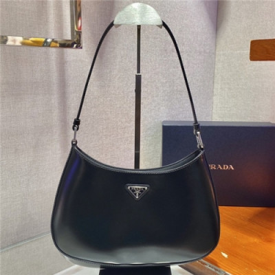 [프라다]Prada 2021 Women's Leather Hobo Shoulder Bag 26.5cm - 프라다 2021 여서용 레더 호보 숄더백 26.5cm, PRAB0144, 블랙