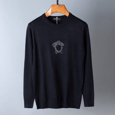 [베르사체]Versace 2020 Mens Medusa Logo Crew-neck Wool Sweater - 베르사체 2020 남성 메두사 로고 크루넥 울 스웨터 Ver0733x.Size(m - 3xl).블랙