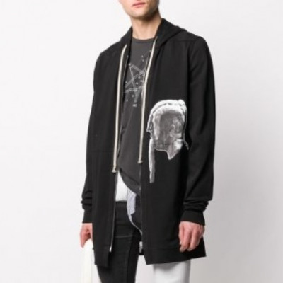 [릭오웬스]Rick Owens 2020 Mens Logo Cotton Zip-up Hooded - 릭오웬스 2020 남성 로고 코튼 집업 후드티 Ric0095x.Size(m - 2xl).블랙