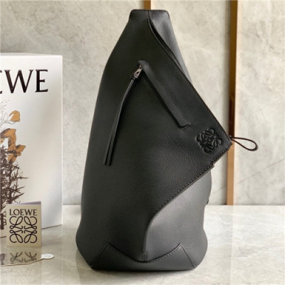 [로에베] Loevve 2020 Men's Leather Anton BackPack ,45cm - 로에베 2020 남성용 레더 앤톤 백팩, 45cm LOEB0464, 블랙