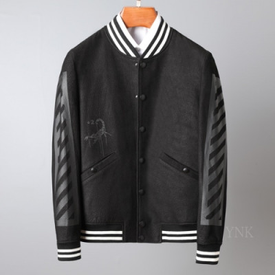 [오프화이트]Off-white 2020 Mens Logo Casual Leather Jackets - 오프화이트 2020 남성 로고 캐쥬얼 가죽 자켓 Off0595x.Size(m - 3xl).블랙