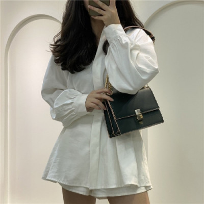 [펜디] Fendi 2020 Women's Leather Shoulder Bag, 19cm - 펜디 2020 여서용 레더 숄더백,19cm, FENB0609,그린