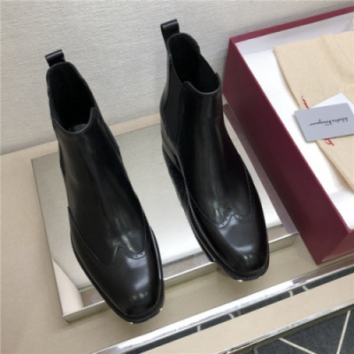 Salvatore Ferragamo 2020 Men's Leather Ankle Boots - 페라가모 2020 남서용 레더 앵글부츠,Size(240-275),FGMS0458,블랙