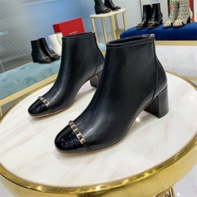 Salvatore Ferragamo 2020 Women's Leather Ankle Boots - 페라가모 2020 여서용 레더 앵글부츠,Size(225-255),FGMS0462,블랙