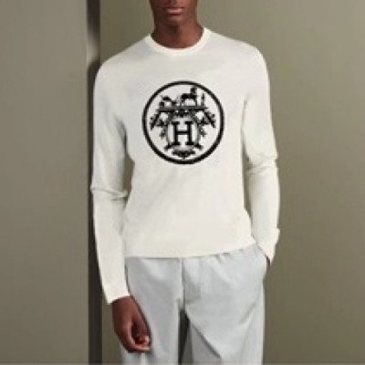 [에르메스]Hermes 2020 Mens Crew-neck Casual Cotton Tshirts- 에르메스 2020 남성 크루넥 캐쥬얼 코튼 기모 긴팔티 Her0550x.Size(s - 2xl).화이트