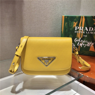 [프라다] Prada 2020 Women's Leather Shoulder Bag,20cm - 프라다 2020 여서용 레더 숄더백,20cm,PRAB0205,옐로우