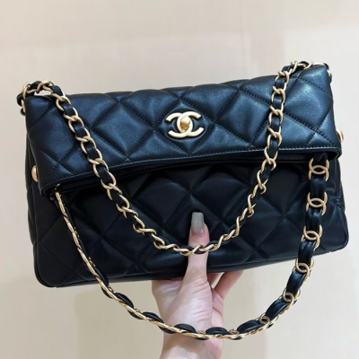 Chanel 2024 Womens Leather Chain Tote Shoulder Bag,34cm - 샤넬 2024 여성용 레더 체인 숄더백,,CHAB1574,블랙