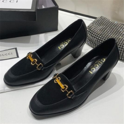 Gucci 2020 Women's Leather Middle Heel Shoes - 구찌 2020 여성용 레더 미드힐 슈즈,Size(225-250),GUCS1298,블랙