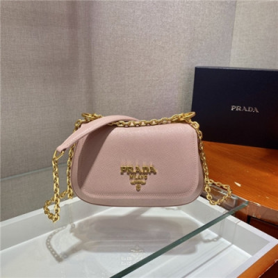 Prada 2020 Women's Leather Shoulder Bag,22cm - 프라다 2020 여성용 레더 숄더백,22cm,PRAB0284,핑크