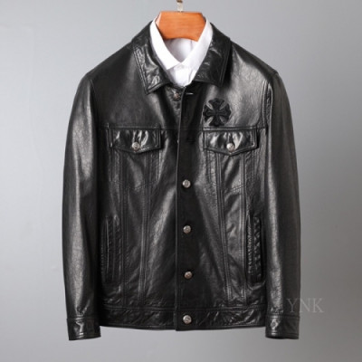 [크롬하츠]Chrome Hearts 2020 Mens Logo Casual Leather Jackets - 크롬하츠 2020 남성 로고 캐쥬얼 가죽 자켓 Chr0315x.Size(m - 3xl).블랙