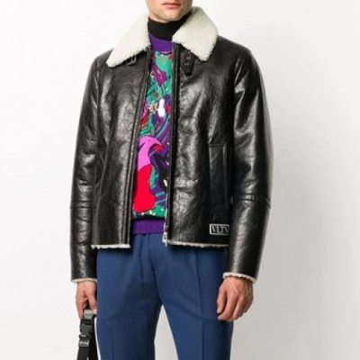 Valentino Mens Leather Jacket - 발렌티노 남성 로고 캐쥬얼 가죽 자켓 - val443x