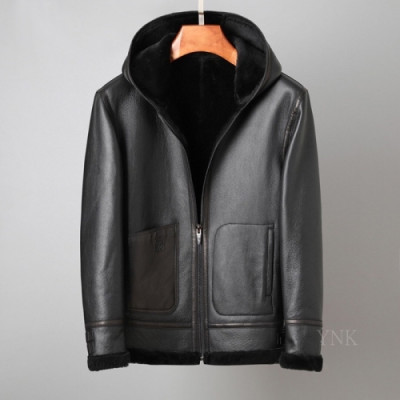 Loewe 2020 Mens Logo Casual Leather Jacket - 로에베 2020 남성 로고 캐쥬얼 가죽 자켓 Loe0340x.Size(m - 3xl).블랙