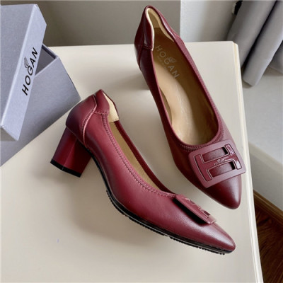 Hogan 2020 Women's Leather Middle Heel Shoes - 호간 2020 여성용 레더 미드힐 슈즈,Size(225-250),HOGS0057,레드