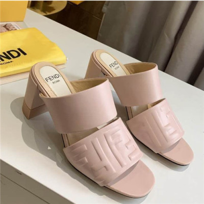 Fendi 2021 Women's Leather High Heel Slipper - 펜티 2021 여성용 레더 하이힐 슬리퍼,Size(225-250),FENS0361,연핑크