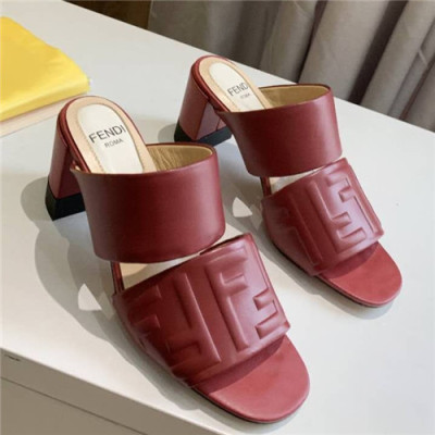 Fendi 2021 Women's Leather High Heel Slipper - 펜티 2021 여성용 레더 하이힐 슬리퍼,Size(225-250),FENS0364,레드